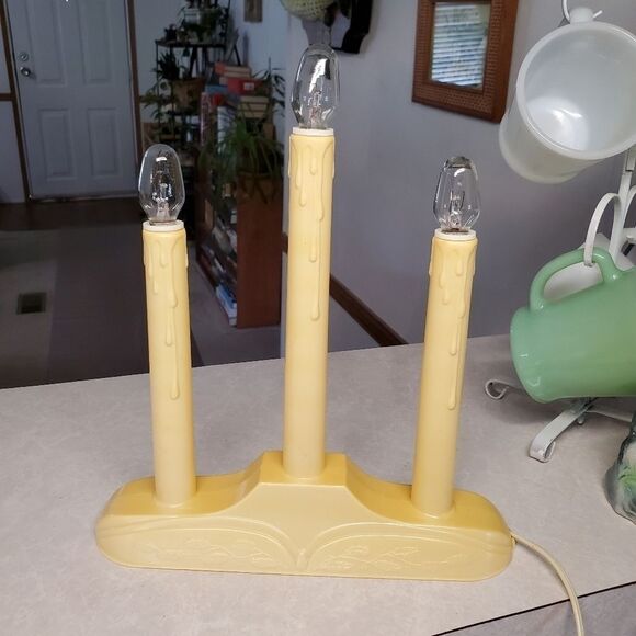 Vintage Christmas Window Candelabra 3 Electric Light Plastic Drip. - Picture 1 of 7